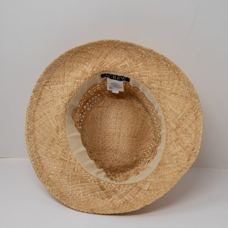 J. Crew Women's Open Weave Straw Bucket Sun Hat Accessory Neutral Tan S-M