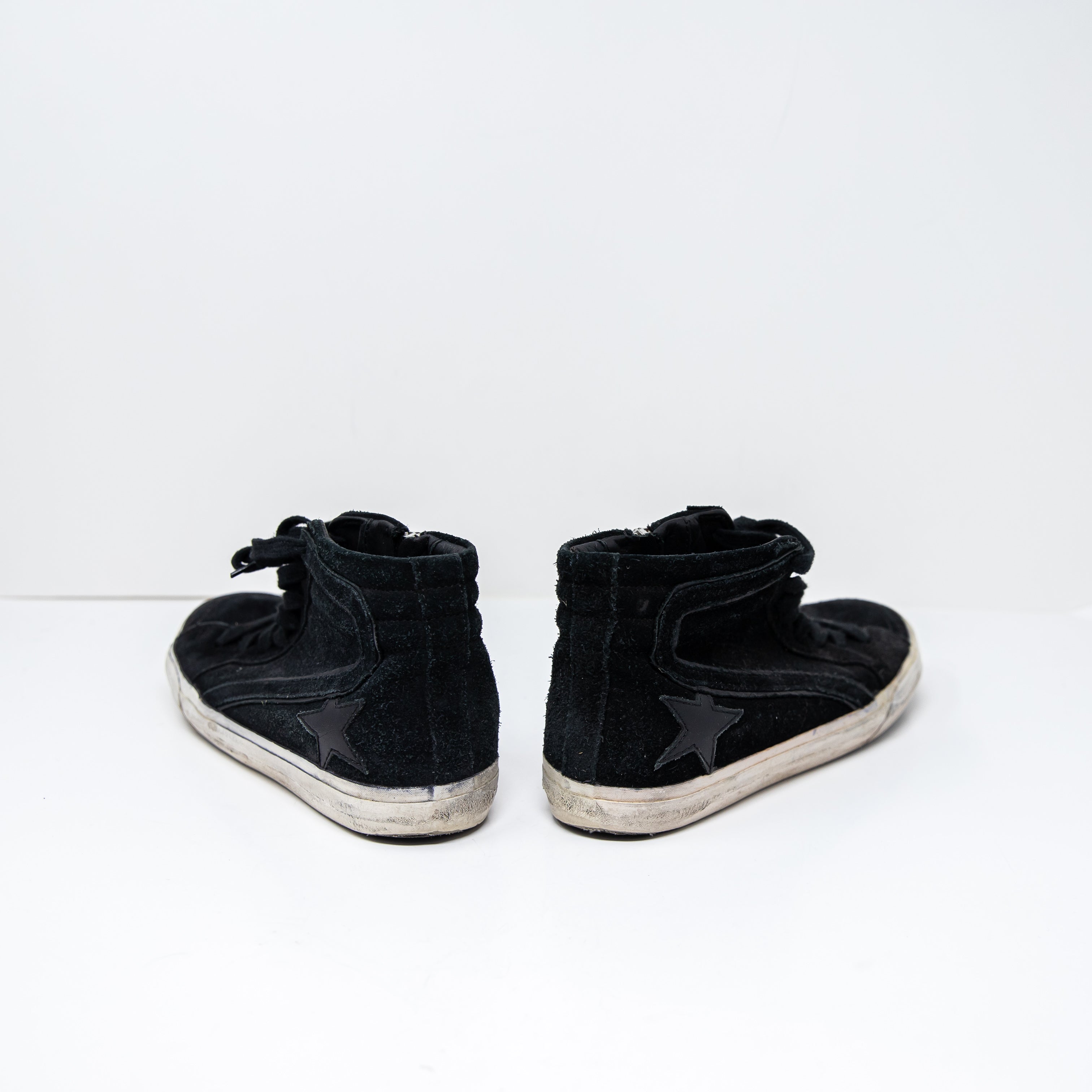 Golden Goose Women's Genuine Suede Leather High Top Sneakers Shoes Black White