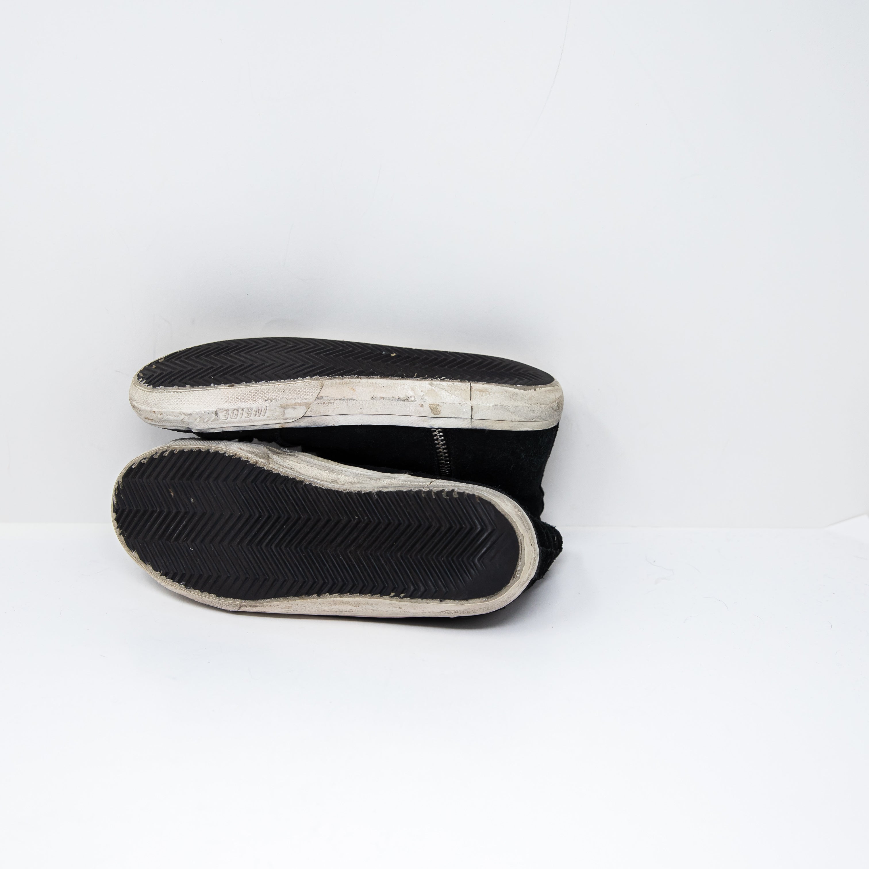 Golden Goose Women's Genuine Suede Leather High Top Sneakers Shoes Black White