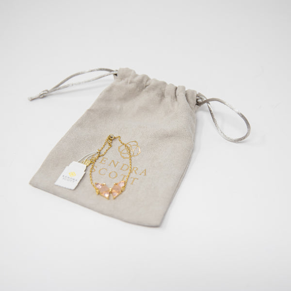 NEW Kendra Scott Blair 14k Gold Plate Butterfly Delicate Chain Bracelet Pink Mix