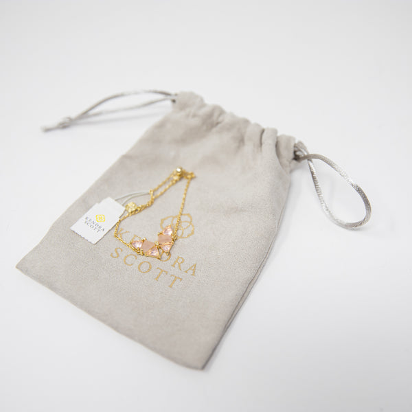 NEW Kendra Scott Blair 14k Gold Plate Butterfly Delicate Chain Bracelet Pink Mix
