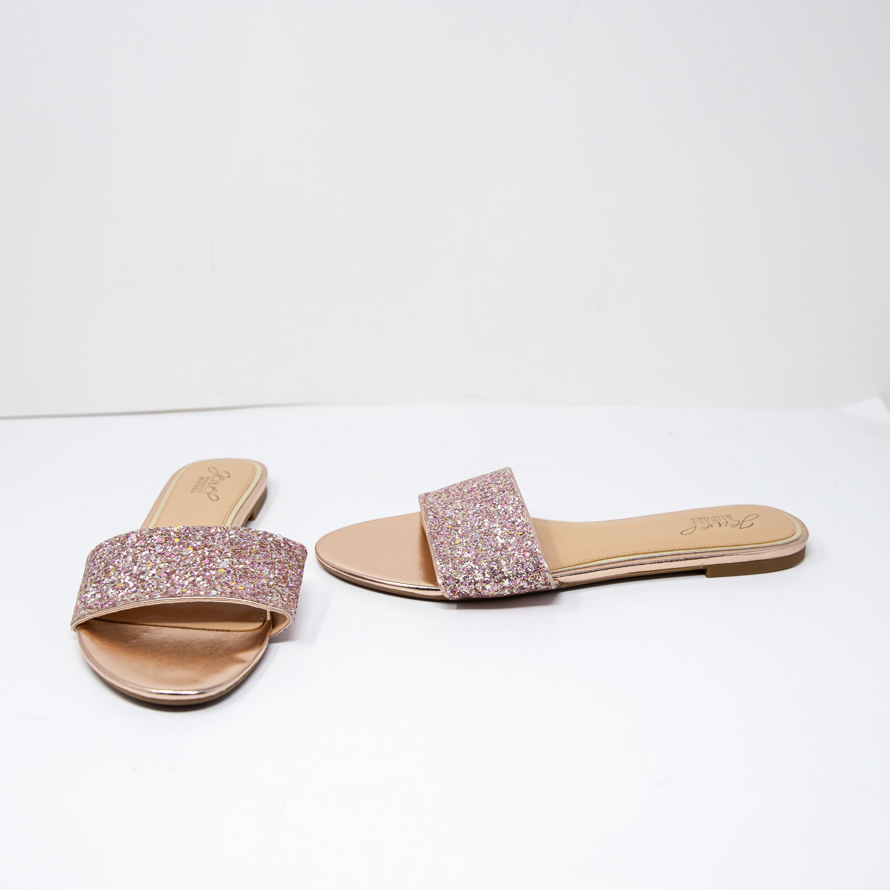 NEW Jewel Badgley Mischka Women's Dillian Chunky Glitter Slide Evening Sandals 9