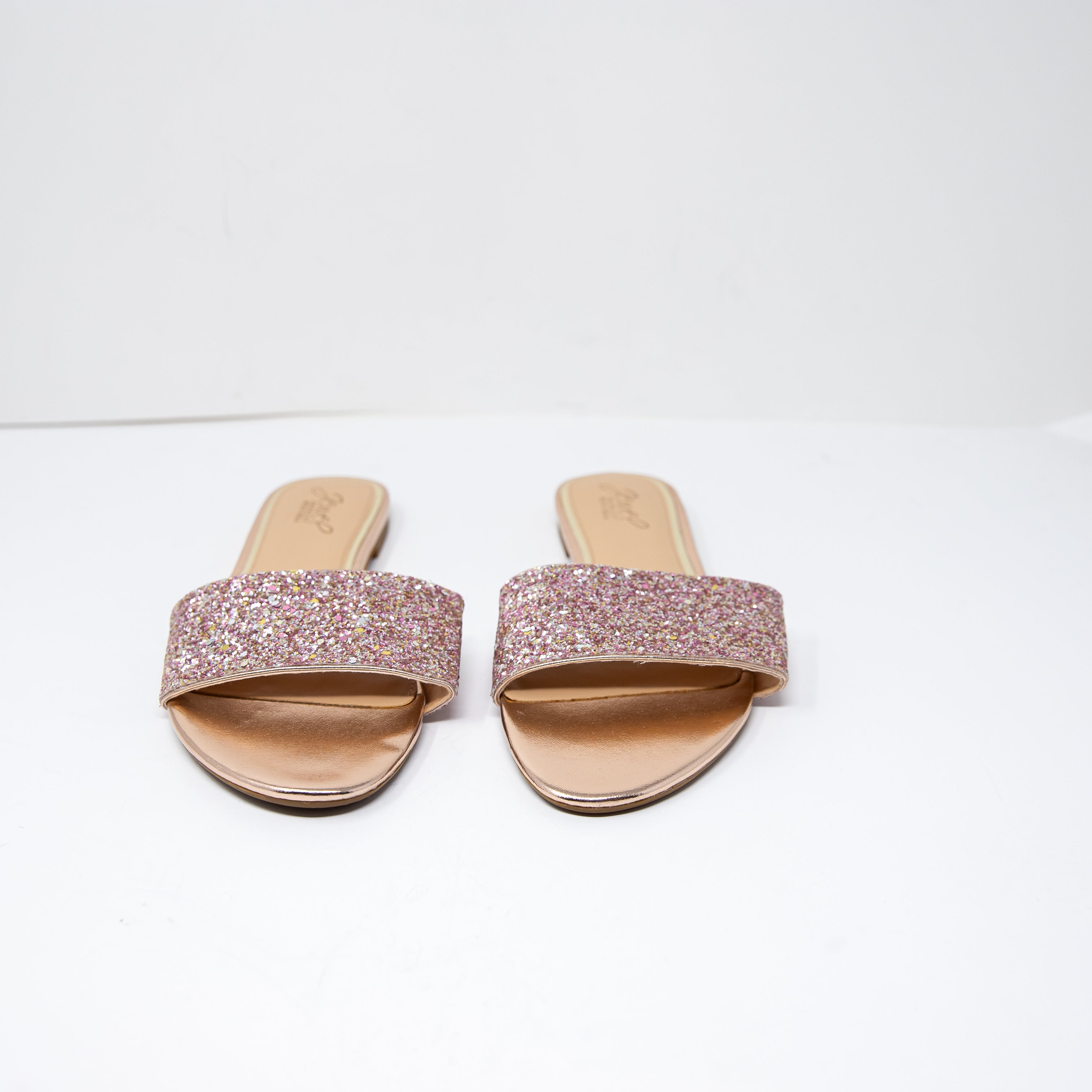 NEW Jewel Badgley Mischka Women's Dillian Chunky Glitter Slide Evening Sandals 9