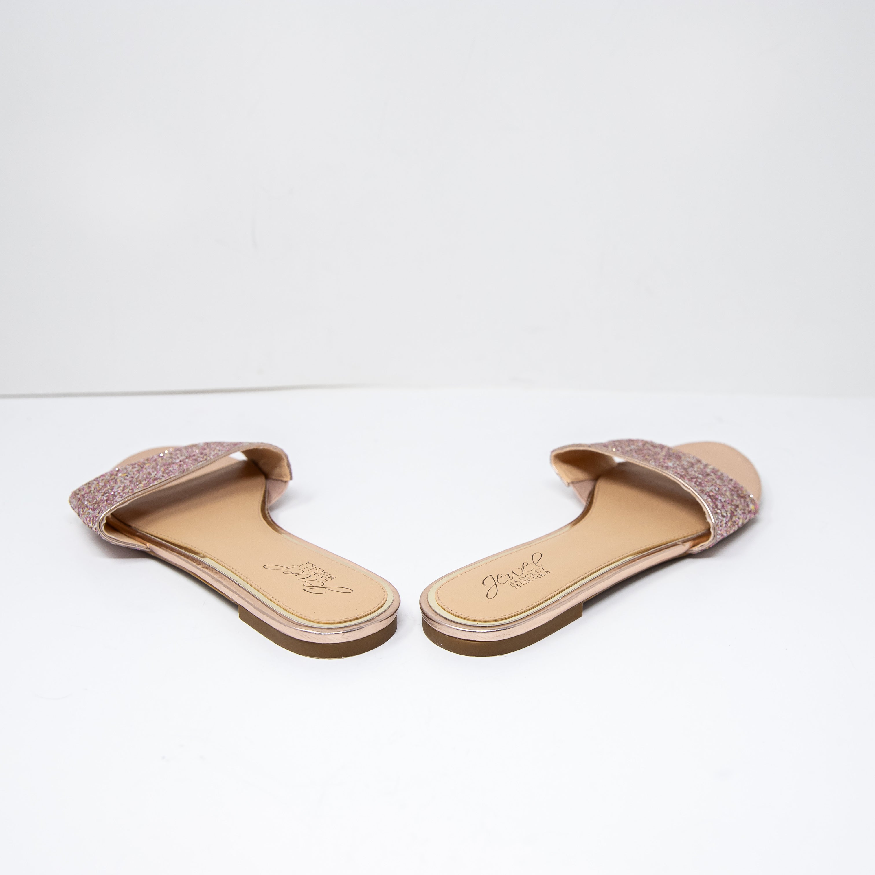 NEW Jewel Badgley Mischka Women's Dillian Chunky Glitter Slide Evening Sandals 9