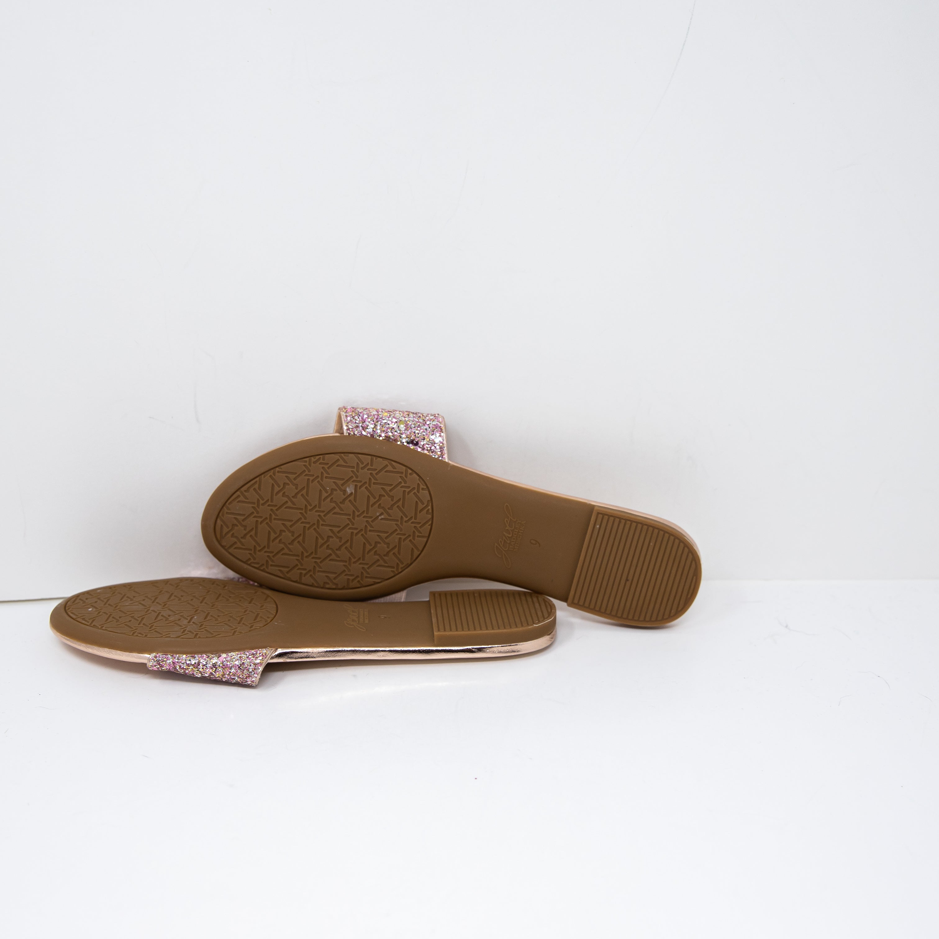 NEW Jewel Badgley Mischka Women's Dillian Chunky Glitter Slide Evening Sandals 9