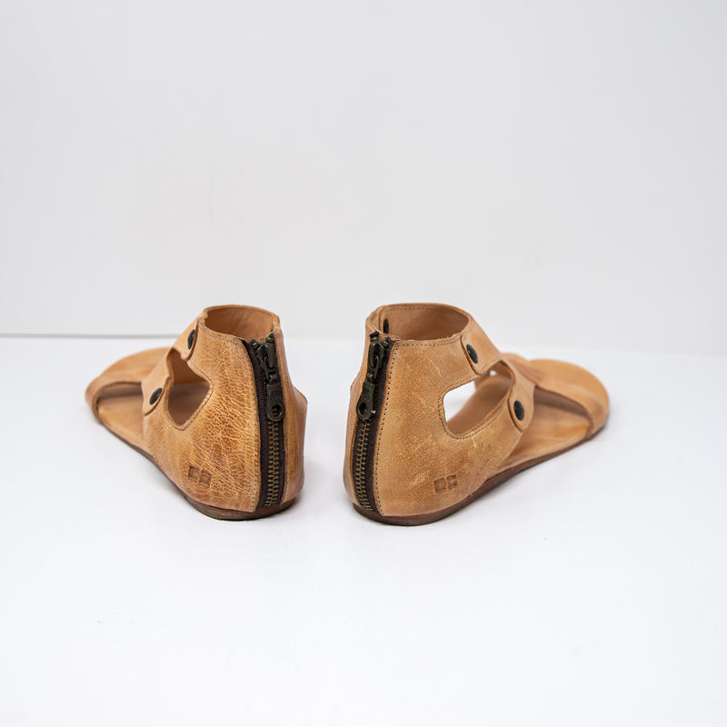 Bed Stu Soto Genuine Leather Open Toe Perforated Sandals Shoes Brown Tan 9