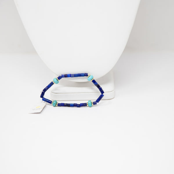 NEW Kendra Scott Insley Stretch Blue Lapis Turquoise Beaded 14k Plated Bracelet