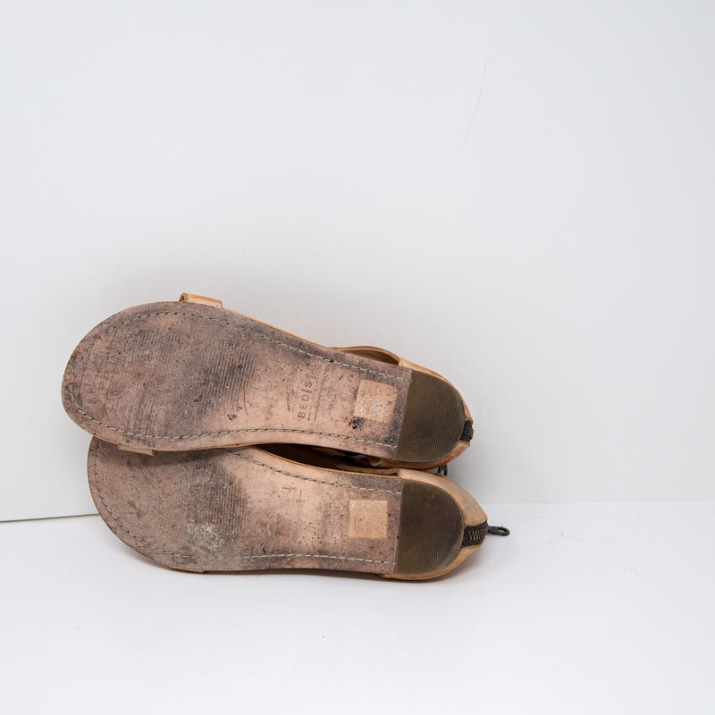 Bed Stu Soto Genuine Leather Open Toe Perforated Sandals Shoes Brown Tan 9