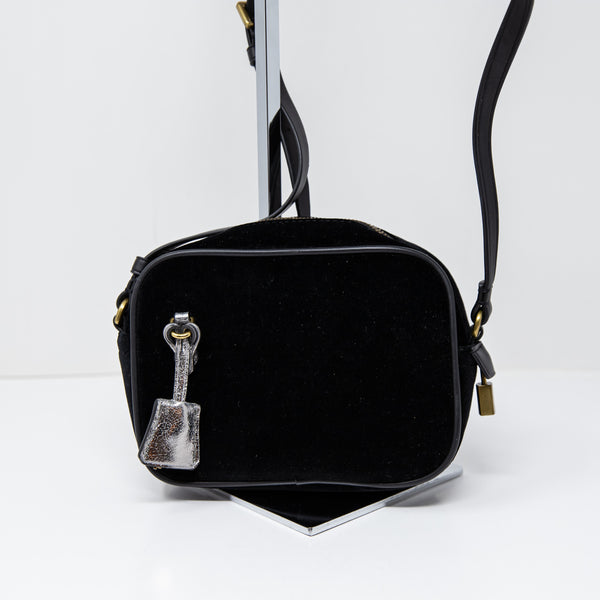 NEW J.Crew Signet Bag Italian Genuine Leather Trim Velvet Velour Crossbody Purse