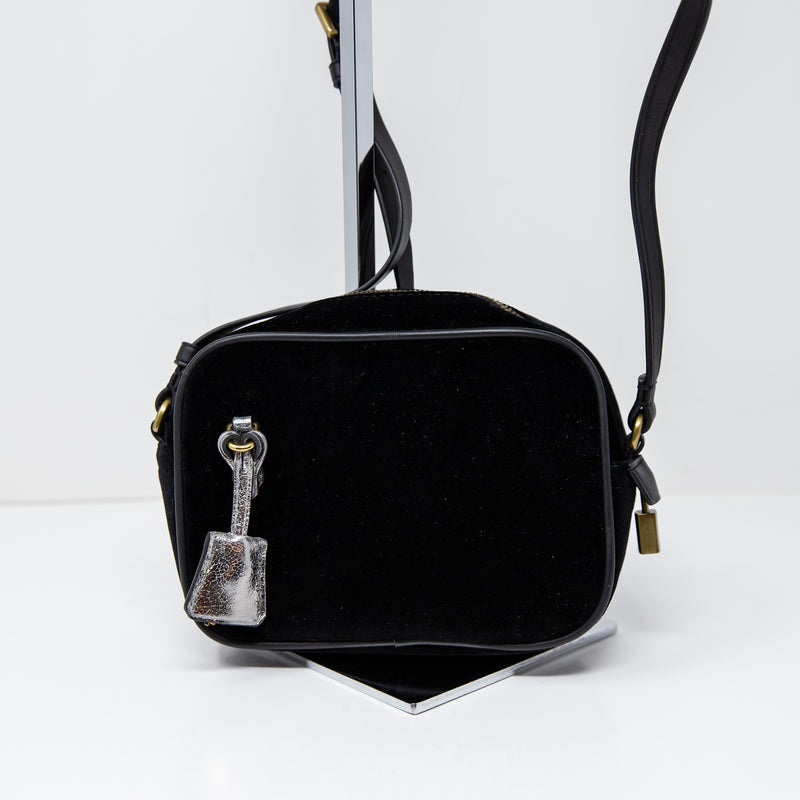 NEW J.Crew Signet Bag Italian Genuine Leather Trim Velvet Velour Crossbody Purse
