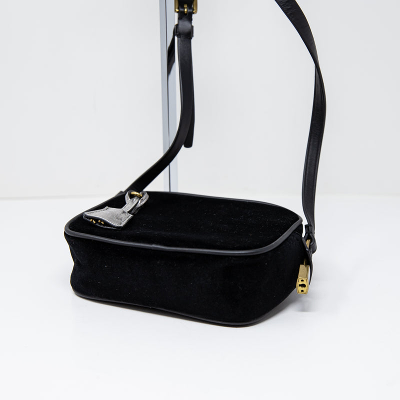 NEW J.Crew Signet Bag Italian Genuine Leather Trim Velvet Velour Crossbody Purse