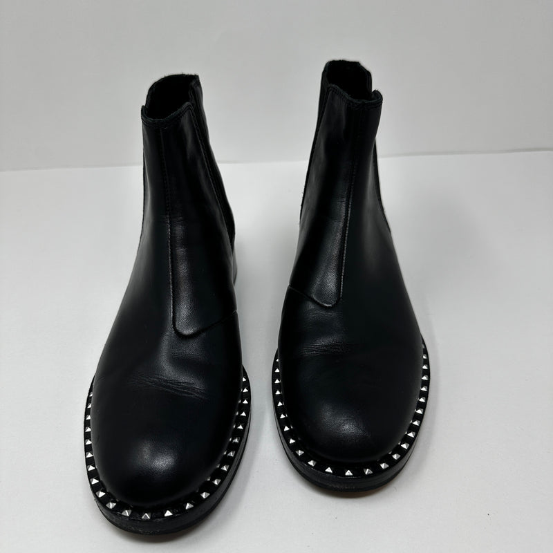 ASH Wino Genuine Leather Studded Embellished Ankle Pull On Booties Shoes Black 8