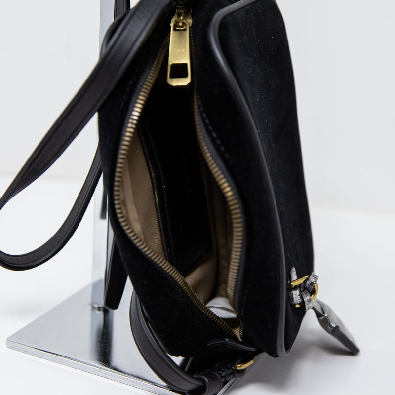 NEW J.Crew Signet Bag Italian Genuine Leather Trim Velvet Velour Crossbody Purse