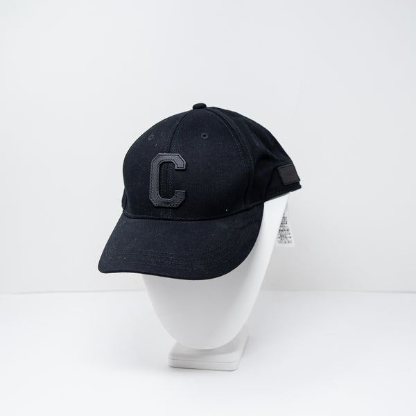 Coach Women's Cotton Canvas Genuine Leather Trim C Logo Baseball Varsity Hat