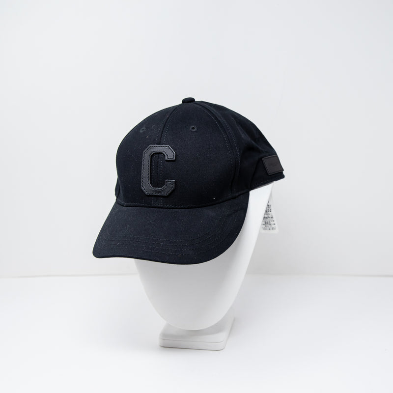 Coach Women's Cotton Canvas Genuine Leather Trim C Logo Baseball Varsity Hat