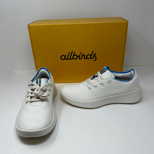 NEW Allbirds Wool Runner 2 Lace Up Low Top Sneakers Shoes Natural White NZ Blue