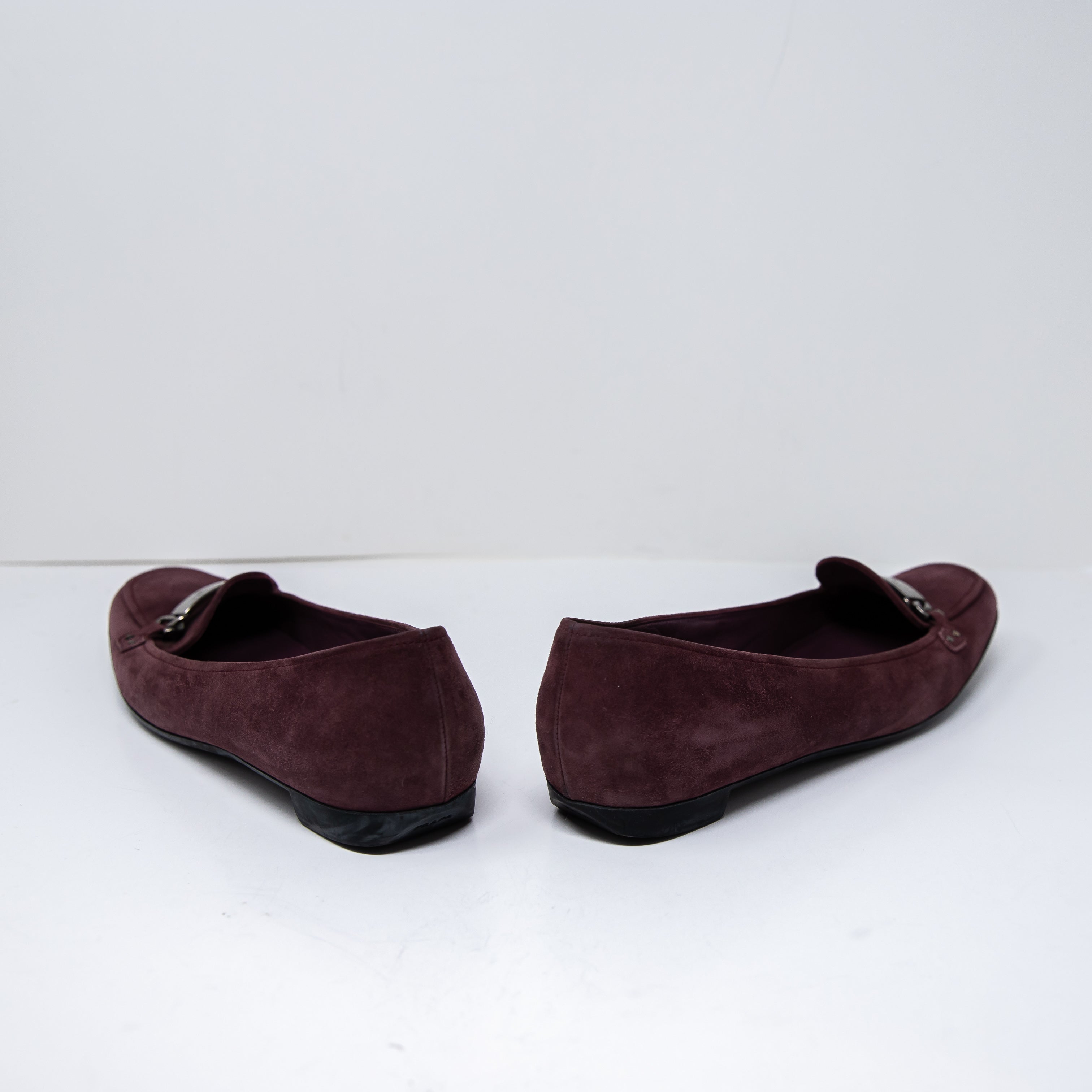 Prada Women's Genuine Leather Suede Calzature Donna Driving Flats Shoes Eggplant