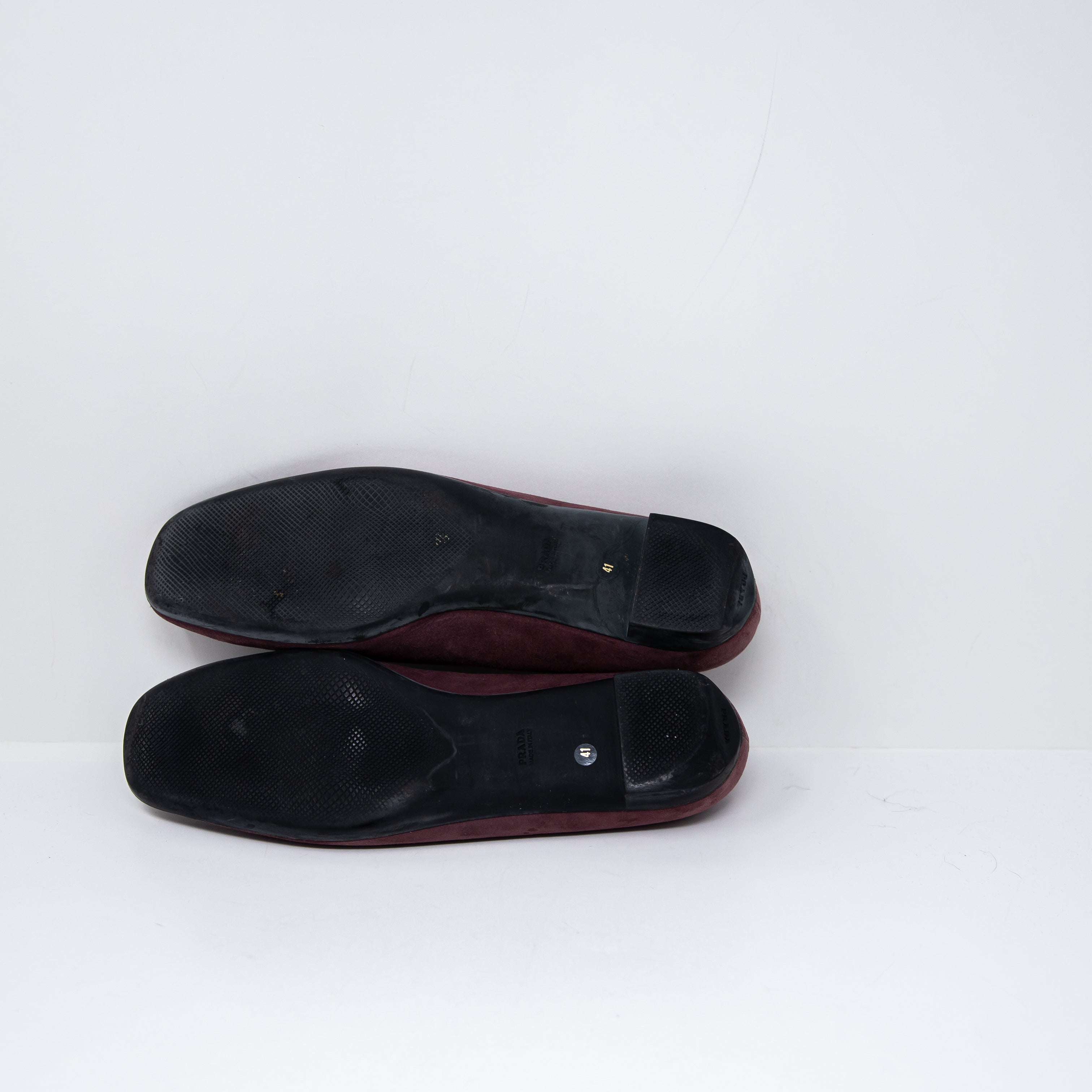 Prada Women's Genuine Leather Suede Calzature Donna Driving Flats Shoes Eggplant