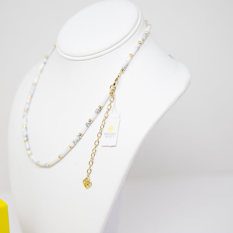 NEW Kendra Scott Ember Strand 14k Yellow Gold Plated White Variegated Magnesite