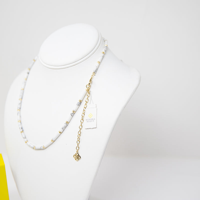 NEW Kendra Scott Ember Strand 14k Yellow Gold Plated White Variegated Magnesite