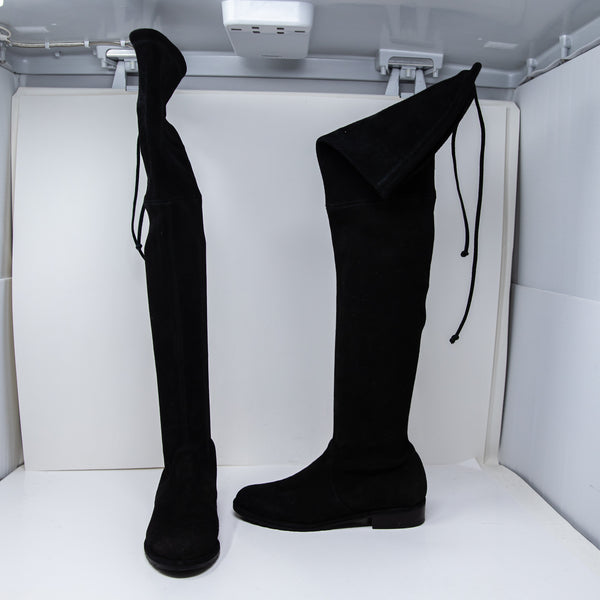 Stuart Weitzman Lowland Over The Knee Genuine Suede Flat Boots Shoes Black 4.5