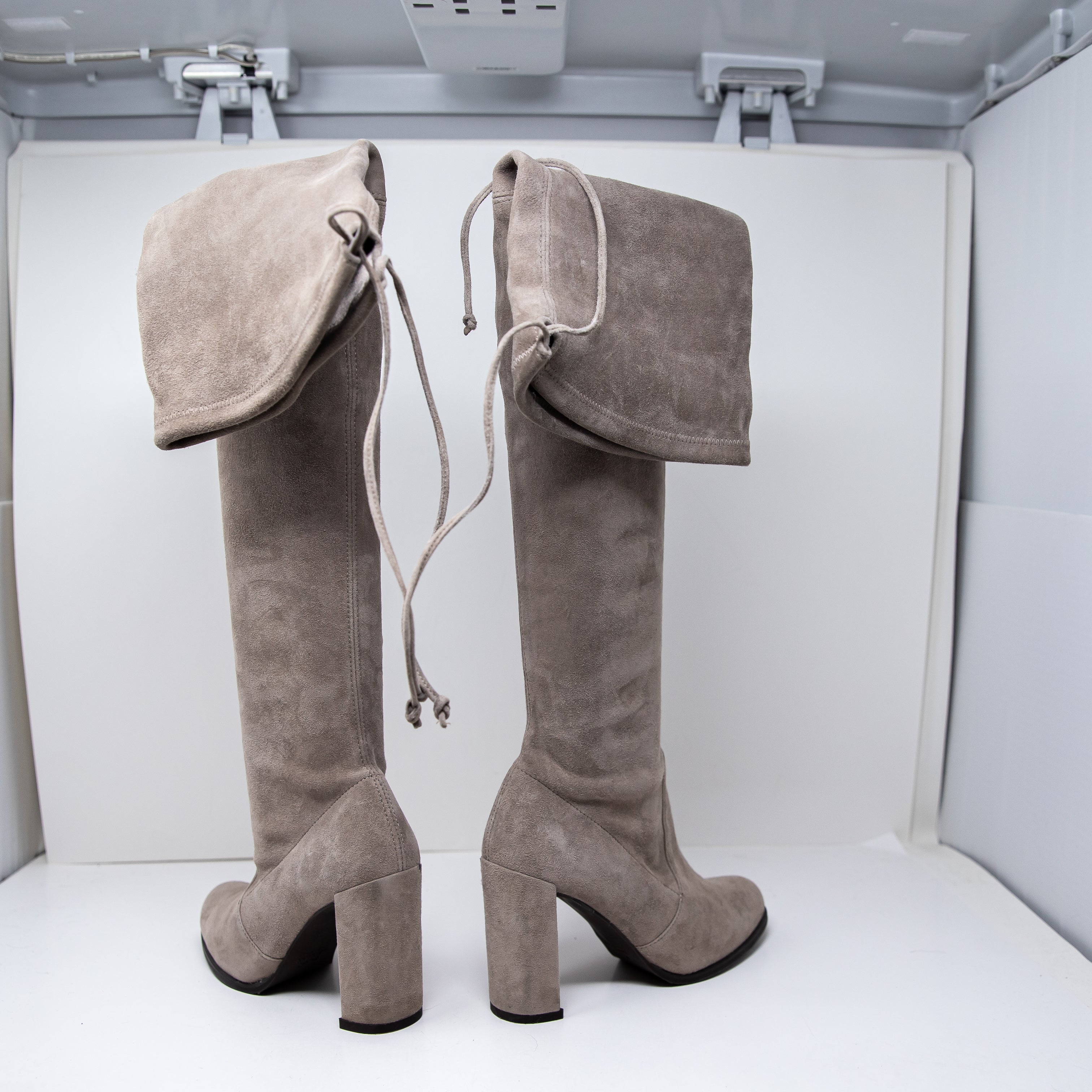 Stuart Weitzman Highstreet Genuine Suede High Heel Over The Knee Boots Shoe Gray
