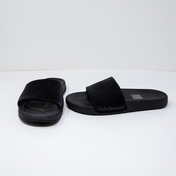 NEW Lululemon Women's Restfeel Open Toe Rubber Slip On Slide Sandals Shoes Black