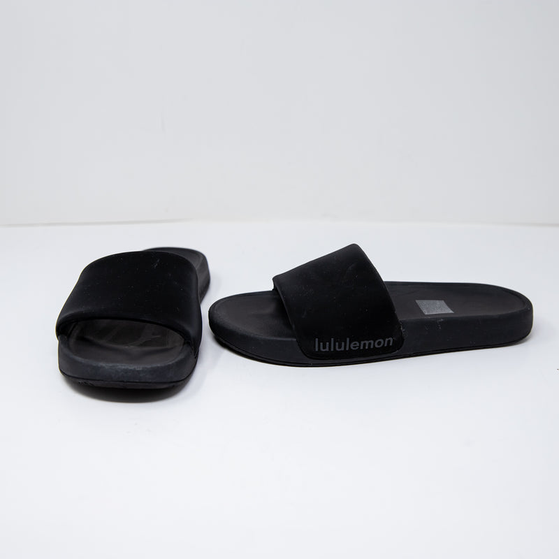 NEW Lululemon Women's Restfeel Open Toe Rubber Slip On Slide Sandals Shoes Black