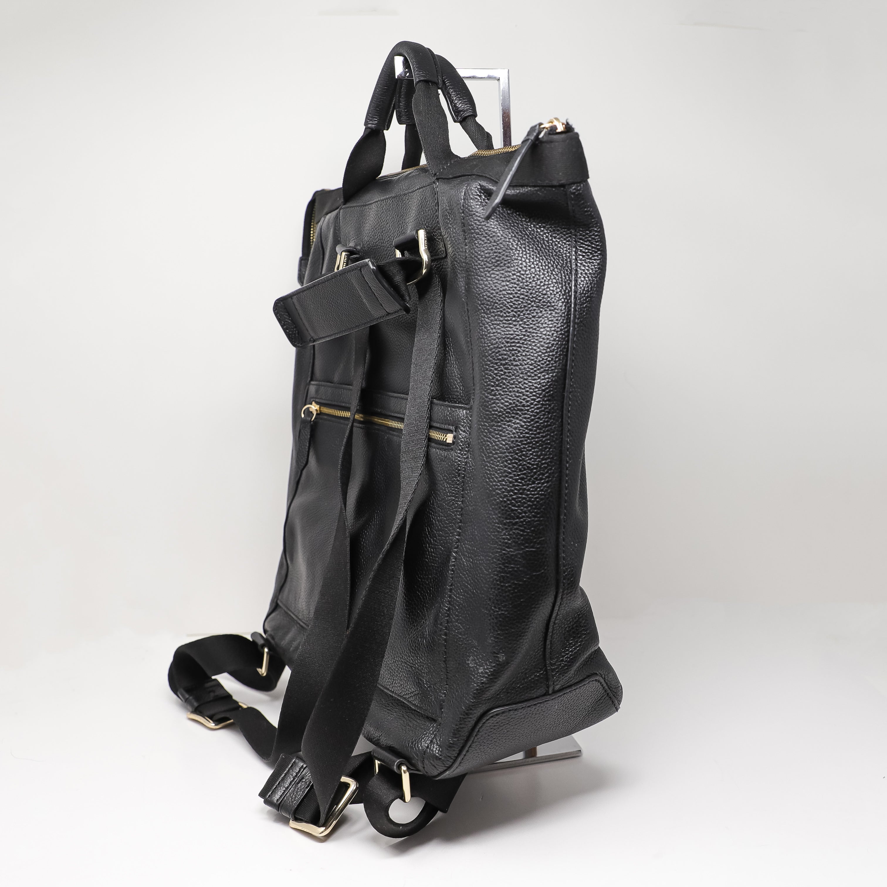 Cole Haan Grand Ambition Convertible Genuine Leather Travel Work Backpack Black