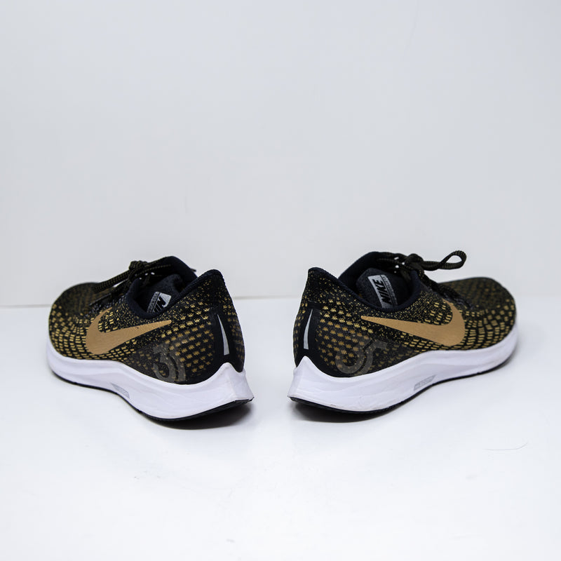 Nike Women's Air Zoom Pegasus 35 Metallic Gold Black Lace Up Athletic Sneakers