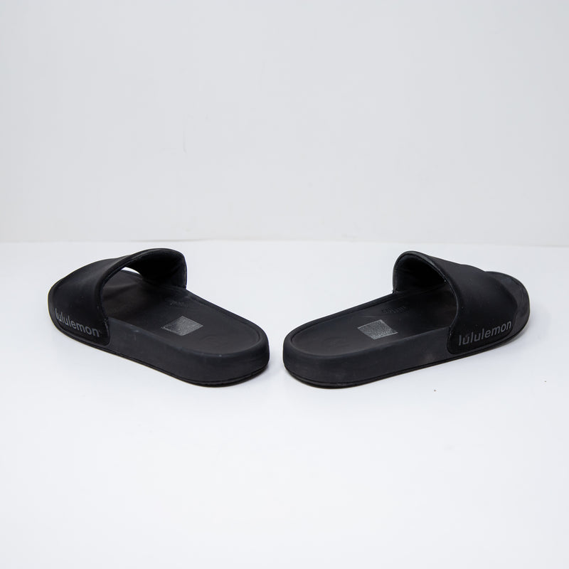 NEW Lululemon Women's Restfeel Open Toe Rubber Slip On Slide Sandals Shoes Black