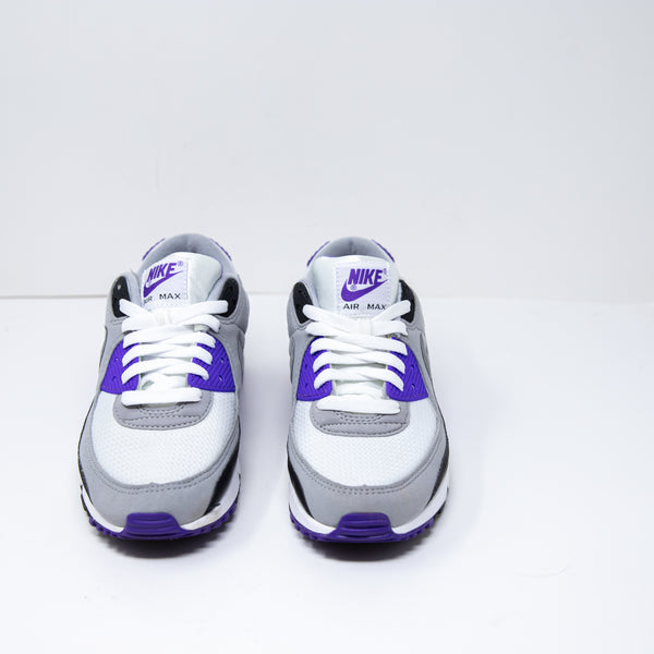NEW Nike Women's Air Max 90 White Particle Grey Hyper Grape Black Sneakers Shoes