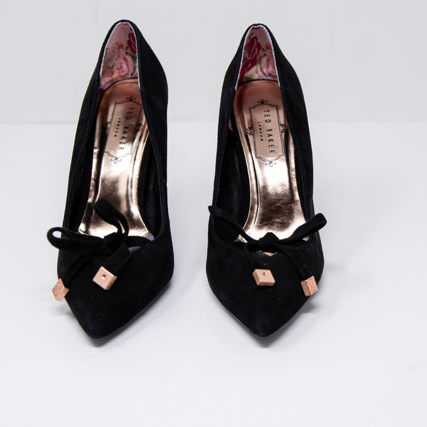 NEW Ted Baker Gewell Suede Leather Almond Toe Bow Tie Detail High Heels Shoes