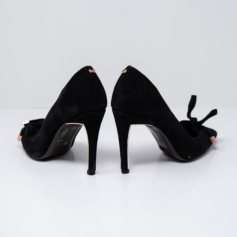 NEW Ted Baker Gewell Suede Leather Almond Toe Bow Tie Detail High Heels Shoes
