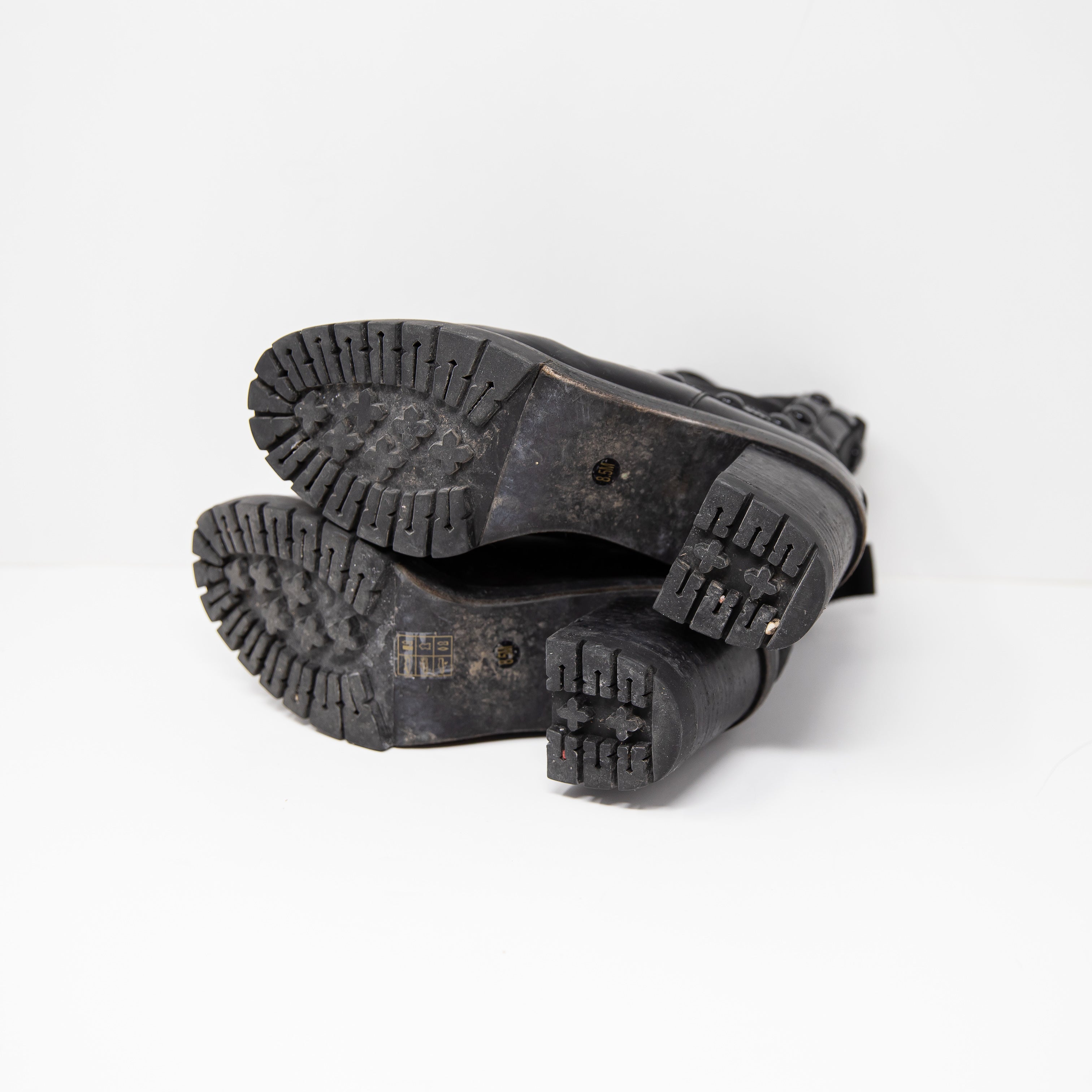 Tory Burch Preston Patent Leather Studded Embellished Pull On Heel Ankle Booties