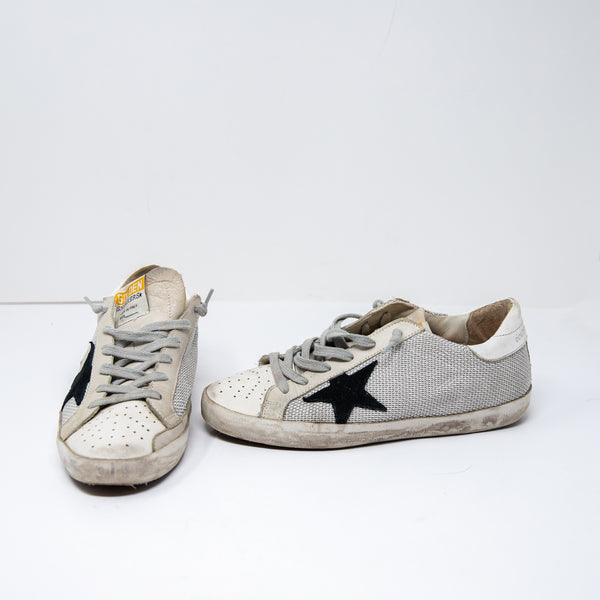 Golden Goose Women's Mesh Genuine Leather Lace Up Low Top Distressed Sneakers 7