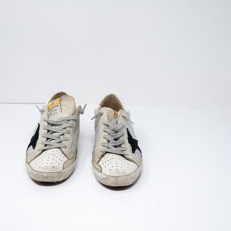Golden Goose Women's Mesh Genuine Leather Lace Up Low Top Distressed Sneakers 7