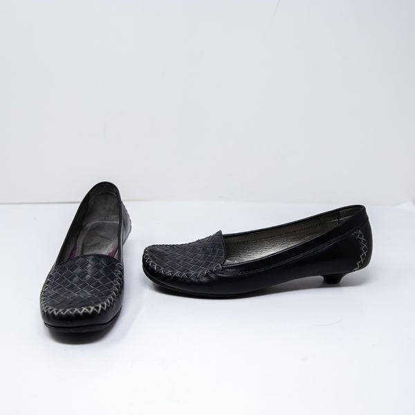 Bottega Veneta Women's Vintage Genuine Leather Woven Kitten Heel Shoes Black 6