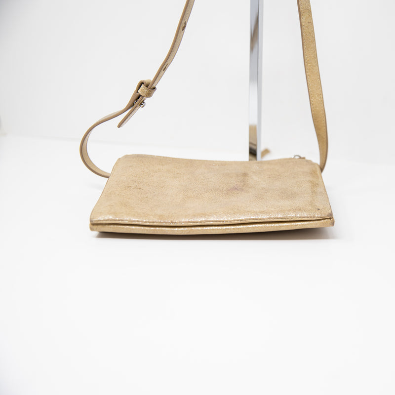 Allsaints Glitz Gold Leather Wallet Multi Pocket On A Strap Crossbody Purse
