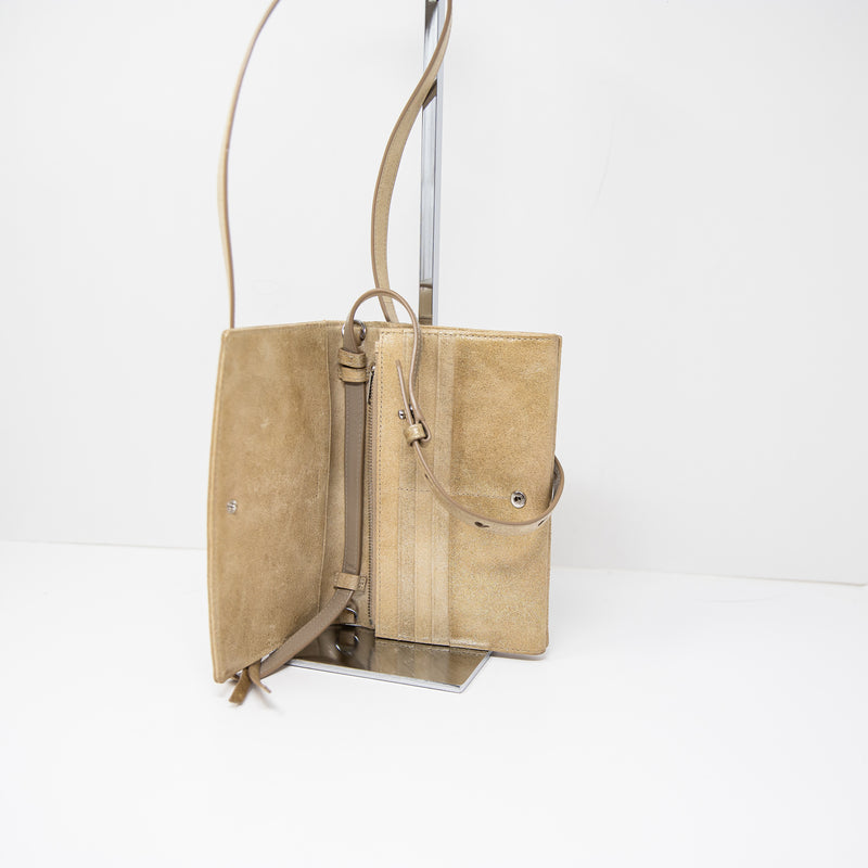 Allsaints Glitz Gold Leather Wallet Multi Pocket On A Strap Crossbody Purse