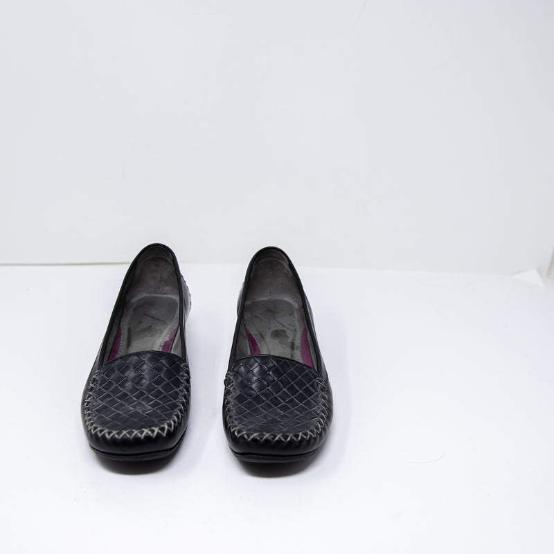Bottega Veneta Women's Vintage Genuine Leather Woven Kitten Heel Shoes Black 6