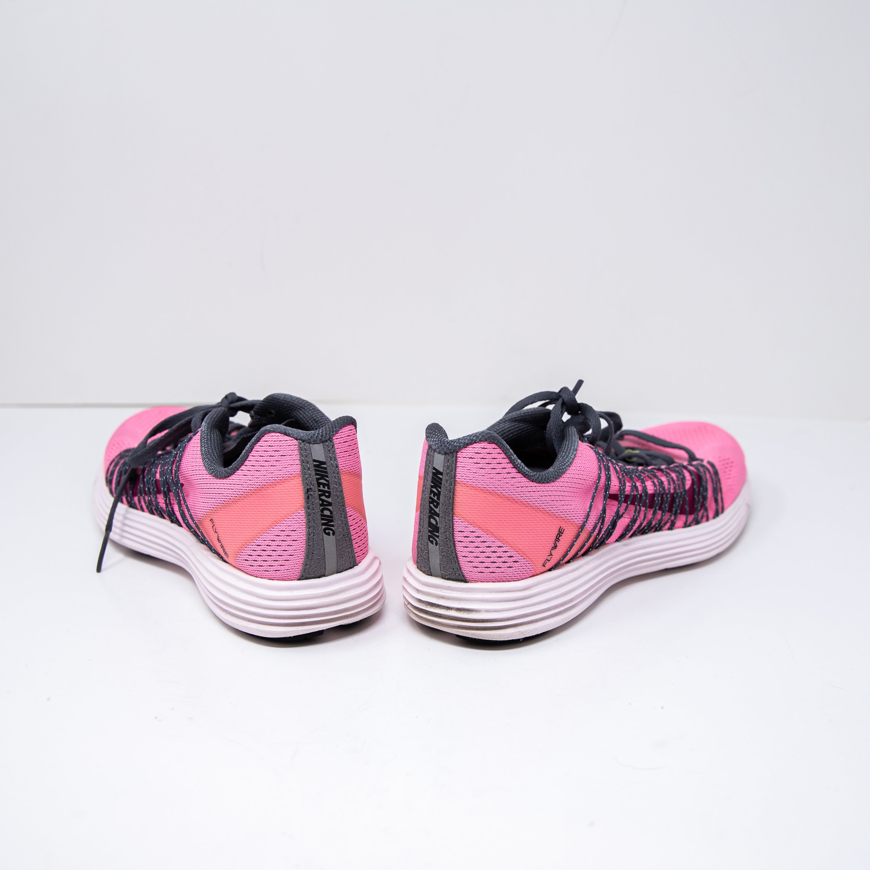 Nike Women's Lunaracer Flywire Racing Low Top Lace up Sneakers Shoes Pink Gray 8