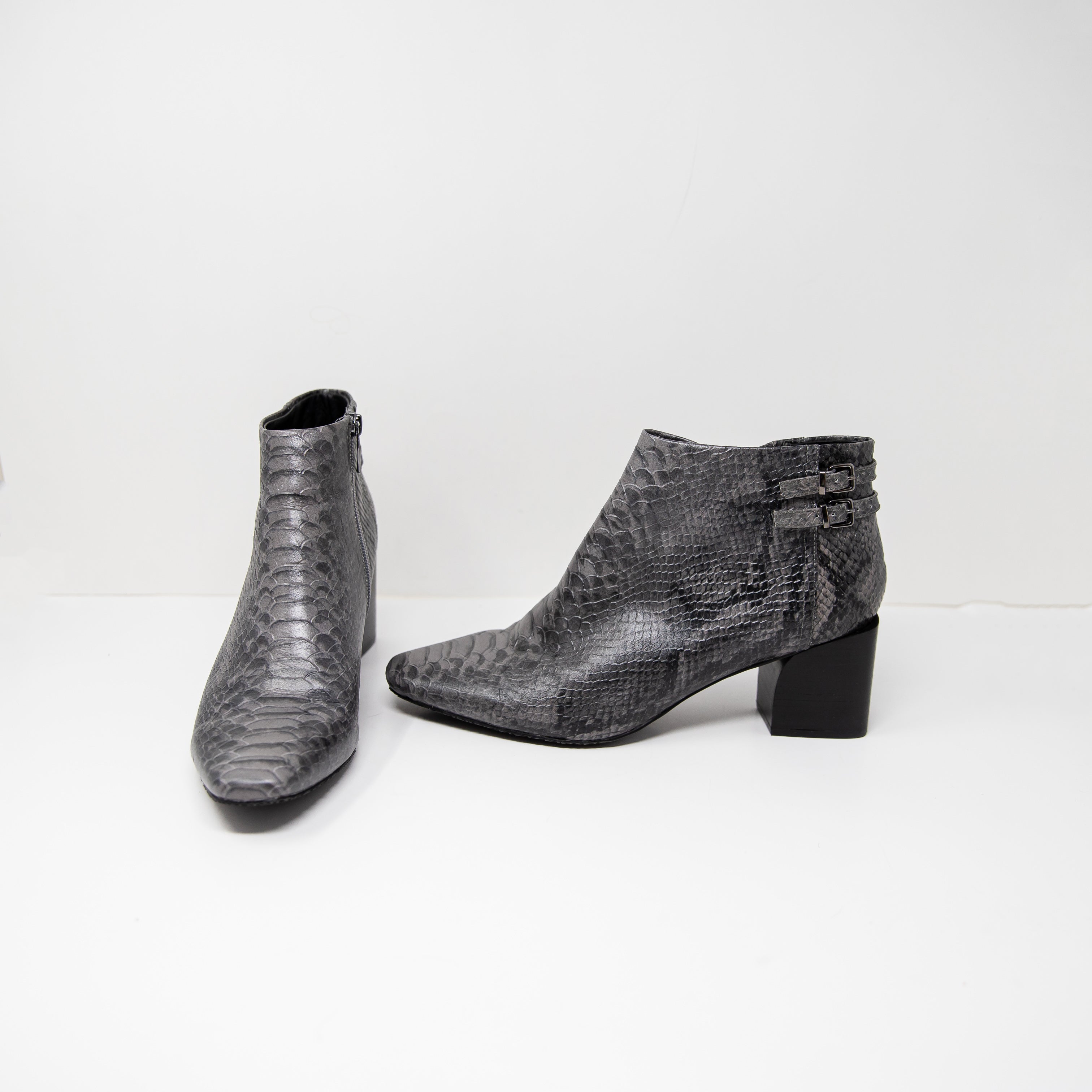 Donald Pliner Alek Women's Faux Snake Embossed Leather Ankle Heel Booties Shoes