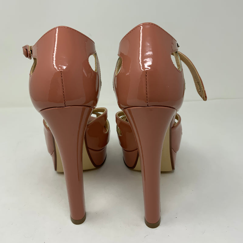 NEW Francesco Russo Patent Leather Open Toe Platform High Heels Sandals Shoes