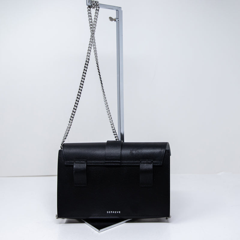 Senreve Aria Elevee Made in Italy Genuine Leather Crossbody Belt Bag Purse Black