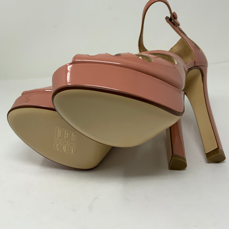 NEW Francesco Russo Patent Leather Open Toe Platform High Heels Sandals Shoes