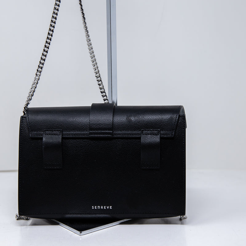 Senreve Aria Elevee Made in Italy Genuine Leather Crossbody Belt Bag Purse Black