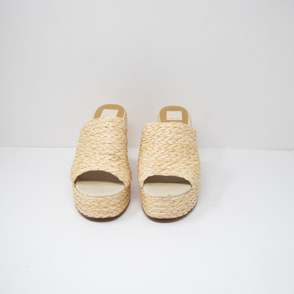 Dolce Vita Elora Natural Raffia Woven Braided Open Toe Platform Sandals Heels 11