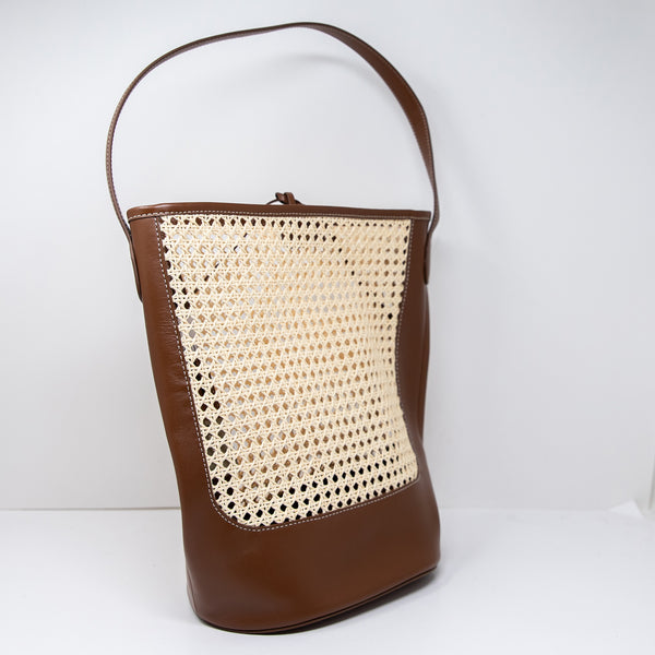 NEW J. Crew Berkeley Bucket Bag In Faux Raffia Woven And Leather Tote Purse Bag