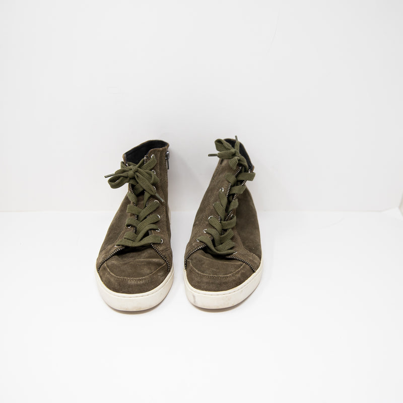 Frye &amp; Co Women's Sindy Moto High Top Lace Up Sneakers Shoes Green Suede 10